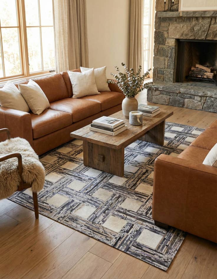 Detail image of 4' 11 x 7' 8 Cowhide Stocks Rug