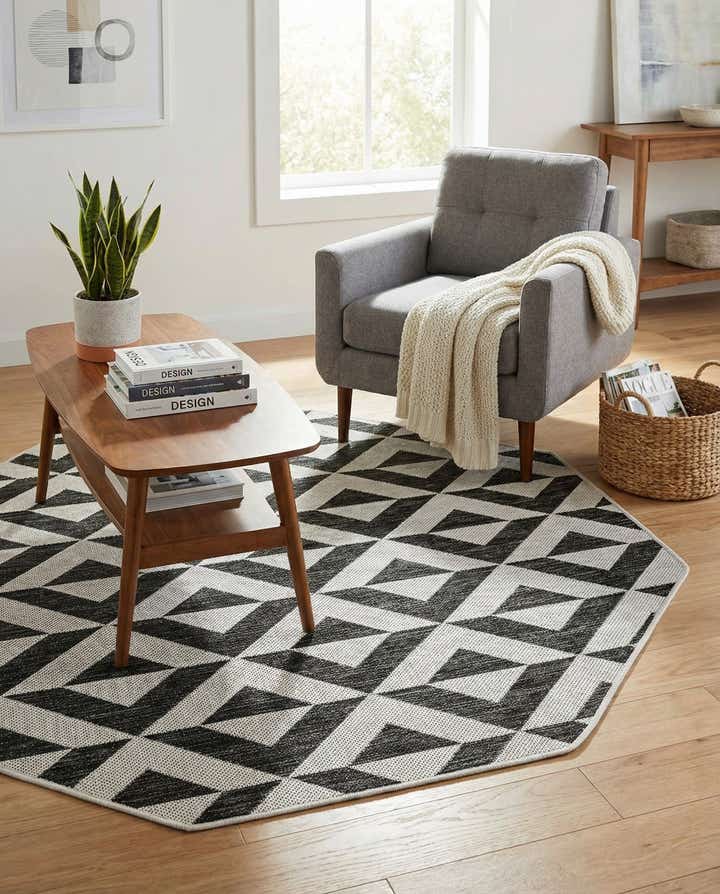 4' 1 x 4' 1 Easy-Clean Jill Zarin Indoor / Outdoor Octagon Rug