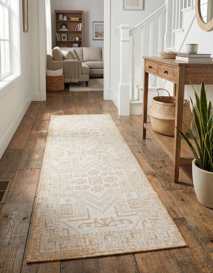 Detail image of 2' x 6'  Washable Aztec Indoor / Outdoor Runner Rug