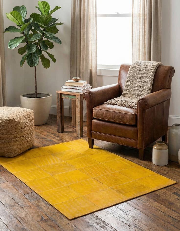 Detail image of 2' 1 x 3' 1 Cowhide Leather Rug