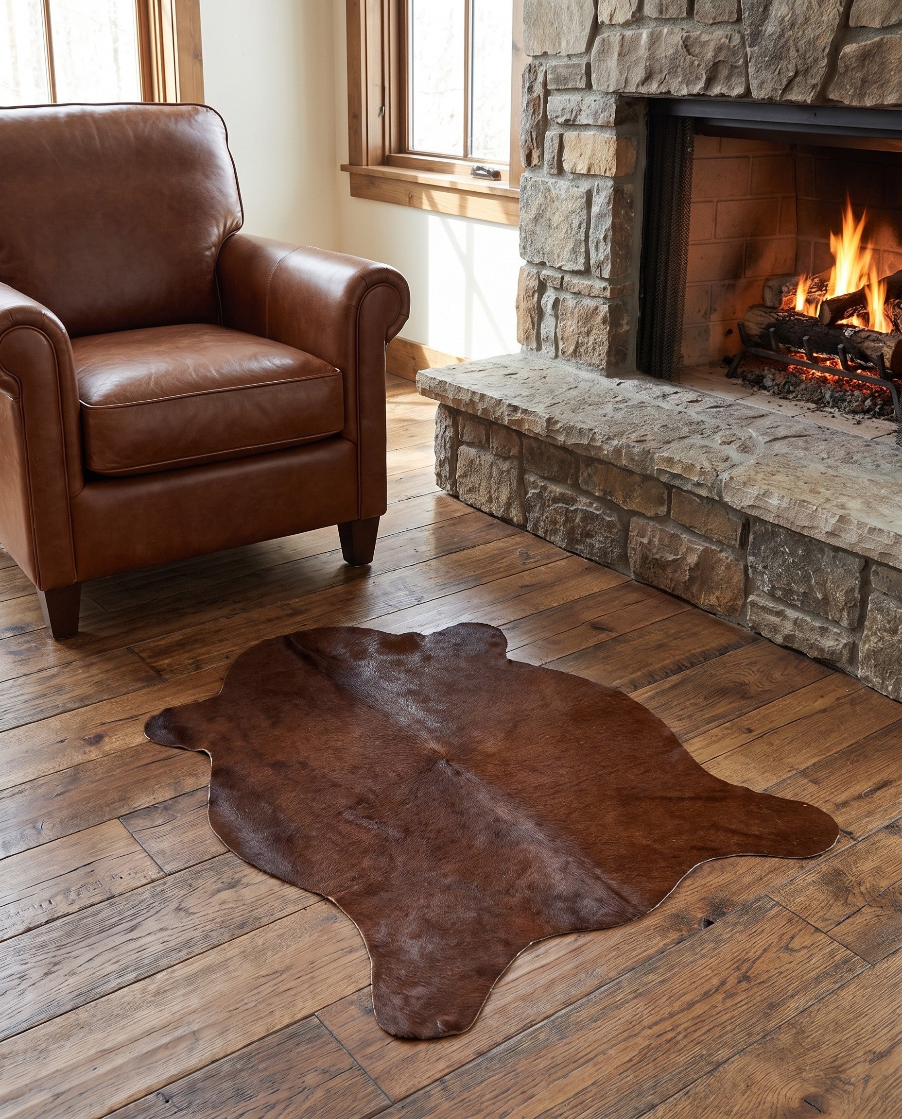 2' 2 x 2' 11 Cowhide Leather Rug