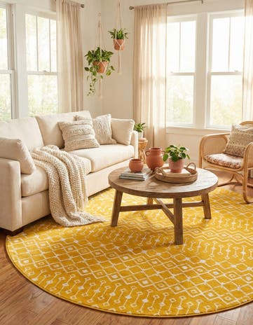 Yellow Kasbah Trellis Round Rug