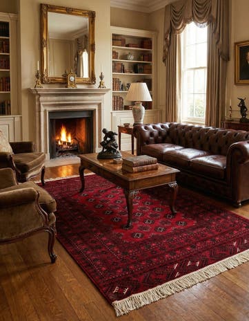 4' 1 x 6' 5 Hand Knotted Afghan Akhche Oriental Wool Rug