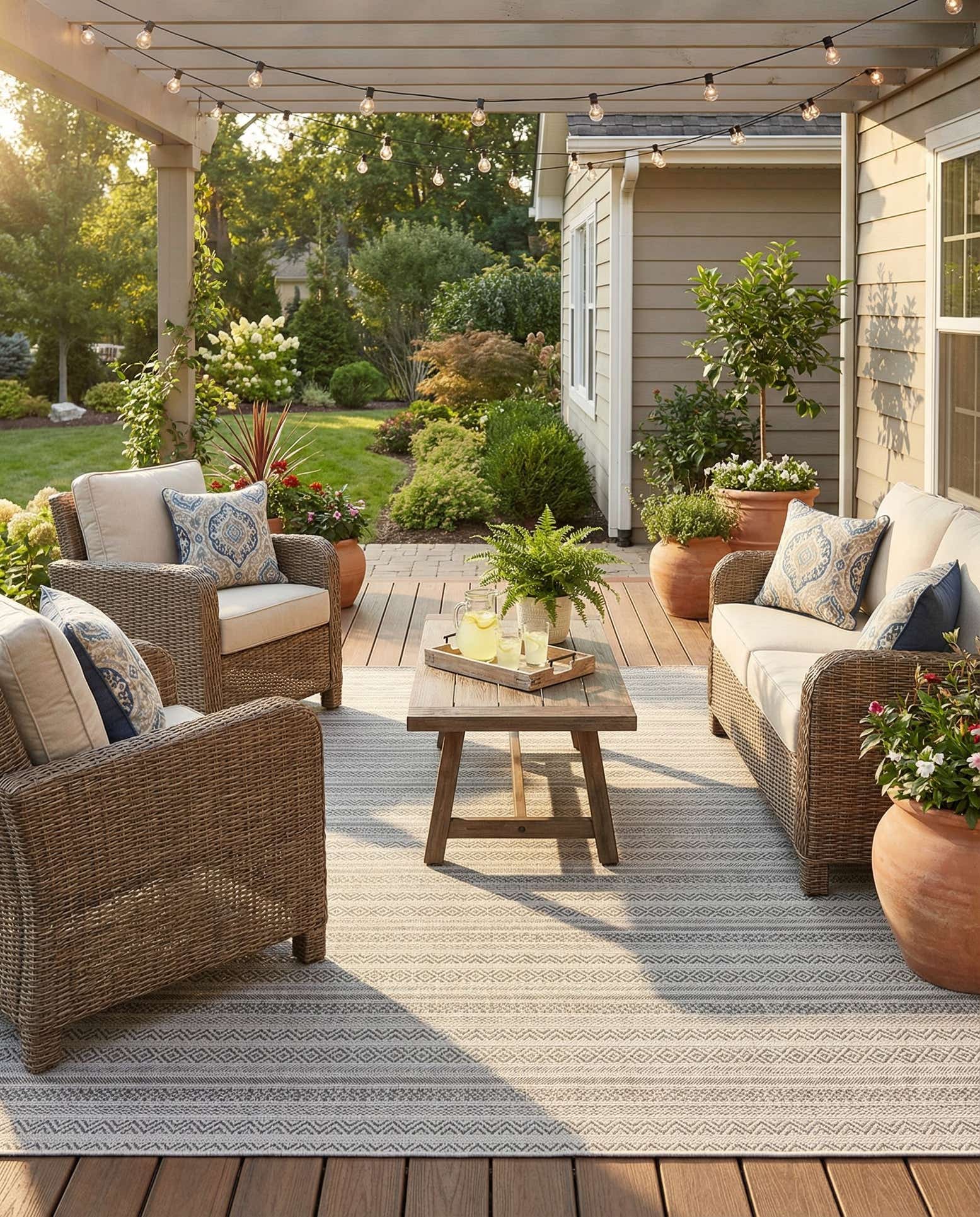 7' 10 x 7' 10 Easy-Clean Ribbon Indoor / Outdoor Square Rug