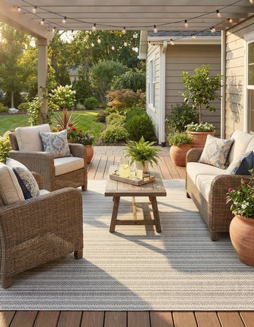 7' 10 x 7' 10 Easy-Clean Ribbon Indoor / Outdoor Square Rug
