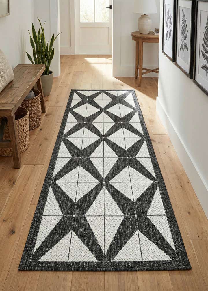 2' x 5' 3 Easy-Clean Modern Indoor / Outdoor Runner Rug