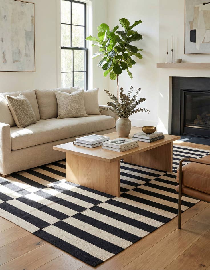 Detail image of 4' 3 x 6' 1  Hand Woven Kilim Modern Wool Rug