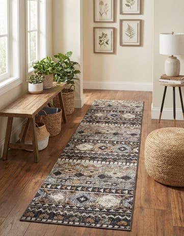 Khaki Gray Eco Southwestern Runner Rug