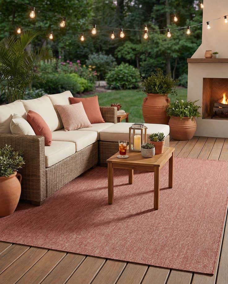 Detail image of 7' 10 x 11' Easy-Clean Solid Indoor / Outdoor Rug