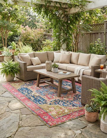 6' x 9' Easy-Clean Traditional Indoor / Outdoor Rug
