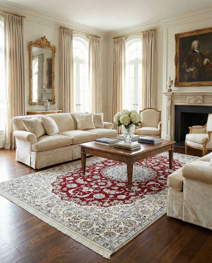 4' 10 x 8' Hand Knotted Nain Persian Rug