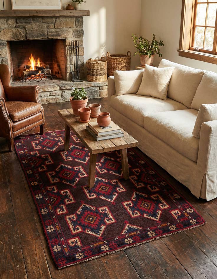 Detail image of 2' 9 x 4' 7  Hand Knotted Balouch Persian Wool Rug