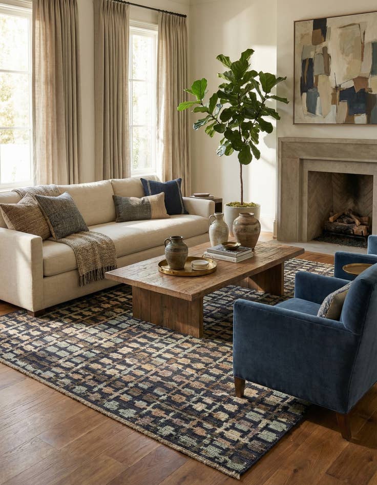 Detail image of 8' x 10' 5  Hand Knotted Darya Wool Rug