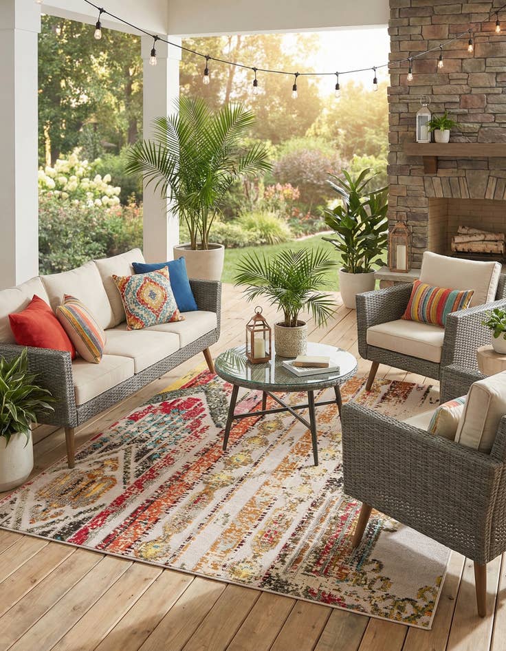 Detail image of 7' 10 x 7' 10  Washable Casablanca Indoor / Outdoor Square Rug