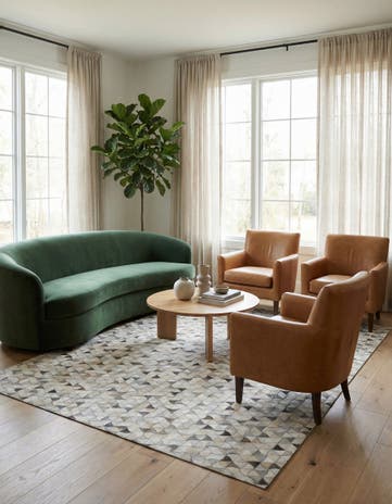 5' 2 x 7' 10 Cowhide Leather Rug