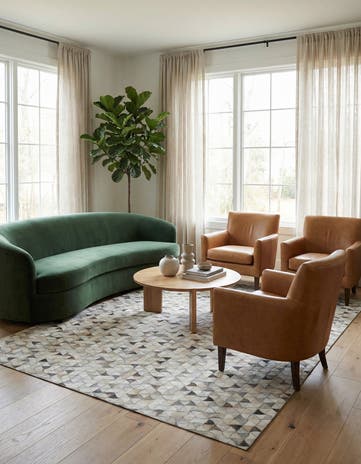 5' 2 x 7' 10 Cowhide Leather Rug
