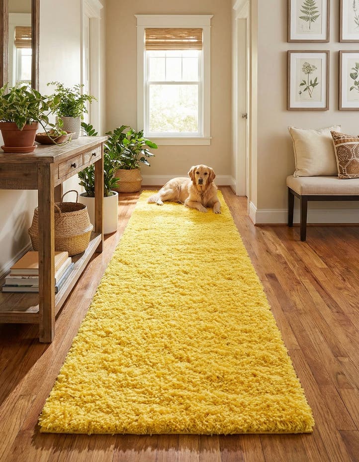 2' 7 x 13' Solid Shag Runner Rug