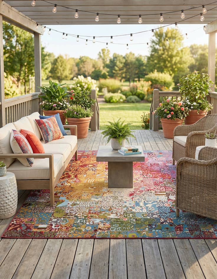 Detail image of 8' x 10'  Washable Modern Indoor / Outdoor Rug