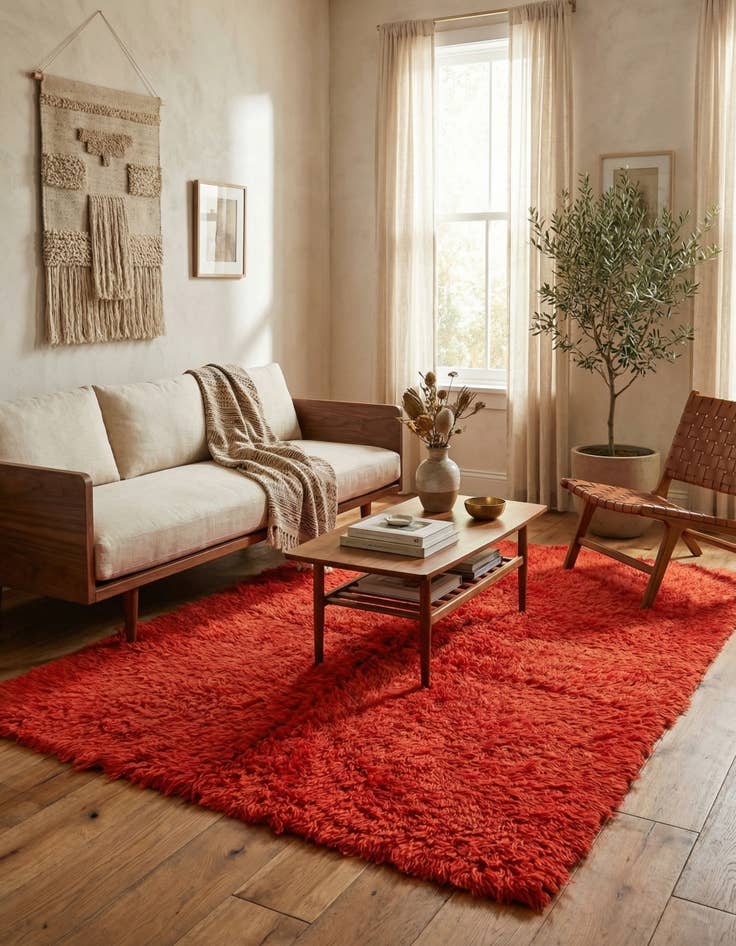 Detail image of 5' 7 x 8'  Hand Knotted Moroccan Wool Rug