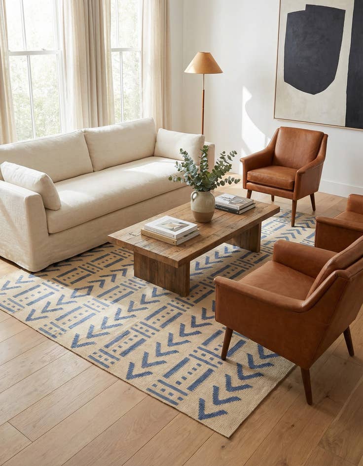 Detail image of 6' 2 x 7' 8  Hand Woven Kilim Modern Wool Rug