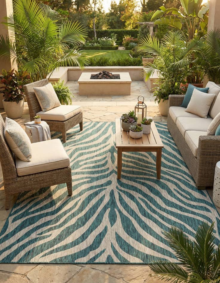 Detail image of 7' 10 x 11'  Washable Safari Indoor / Outdoor Rug
