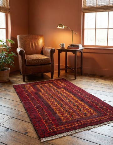 3' x 5' 1 Hand Knotted Afghan Ersari Wool Rug