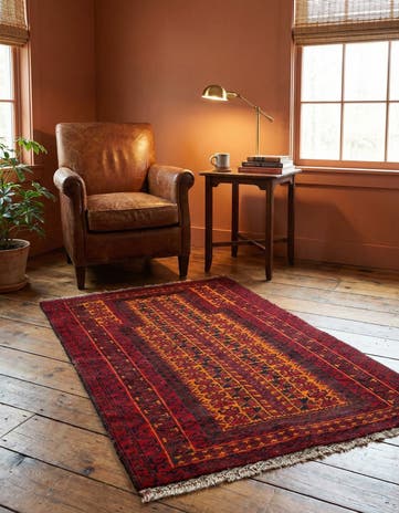3' x 5' 1 Hand Knotted Afghan Ersari Wool Rug