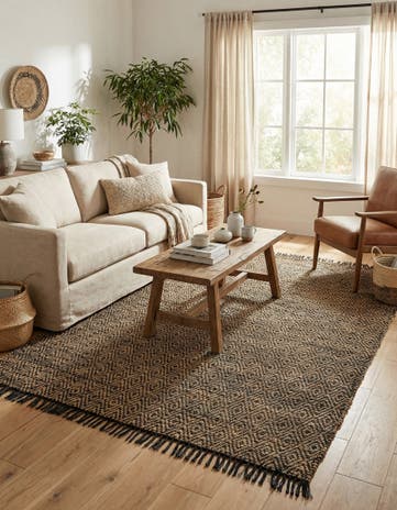 7' 1 x 10' Hand Woven Braided Jute Rug