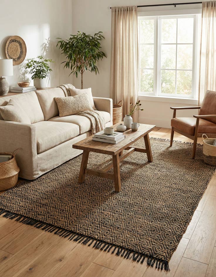 Detail image of 7' 1 x 10'  Hand Woven Braided Jute Rug