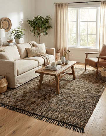 7' 1 x 10' Hand Woven Braided Jute Rug