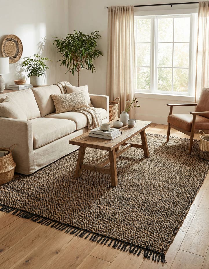 7' 1 x 10' Hand Woven Braided Jute Rug