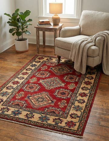 3' 4 x 5' 2 Hand Knotted Kazak Rug