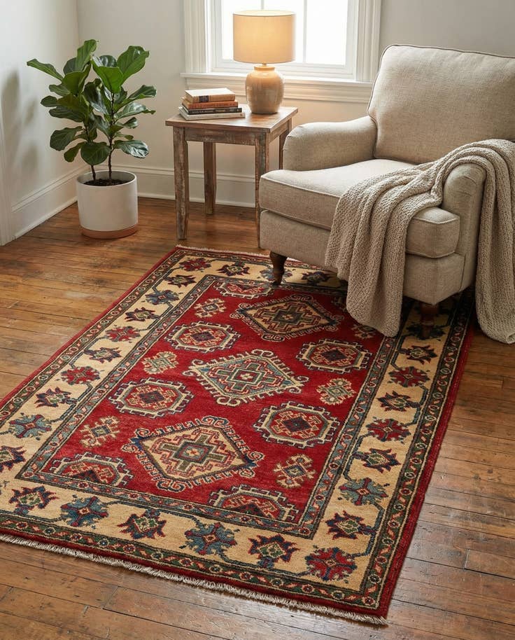 Detail image of 3' 4 x 5' 2 Hand Knotted Kazak Rug