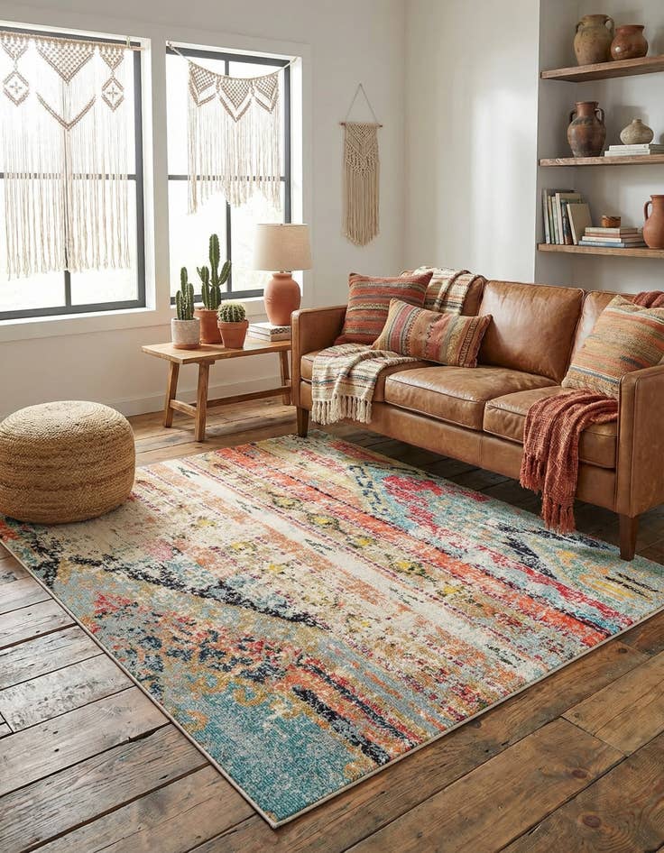 Detail image of  5' x 5'  Washable Mesa Square Rug