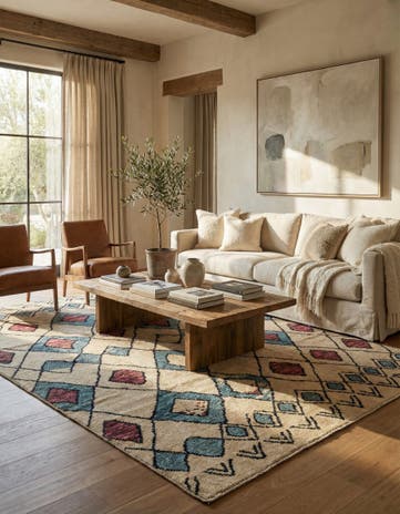 9' x 12' 5 Hand Knotted Moroccan Wool Rug