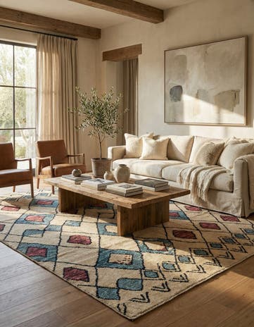 9' x 12' 5 Hand Knotted Moroccan Wool Rug