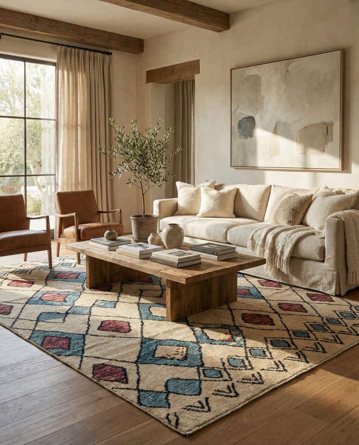 9' x 12' 5 Hand Knotted Moroccan Wool Rug