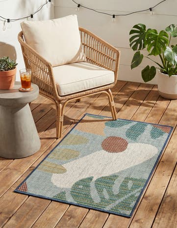 Blue Easy-Clean Baja Indoor / Outdoor Rug