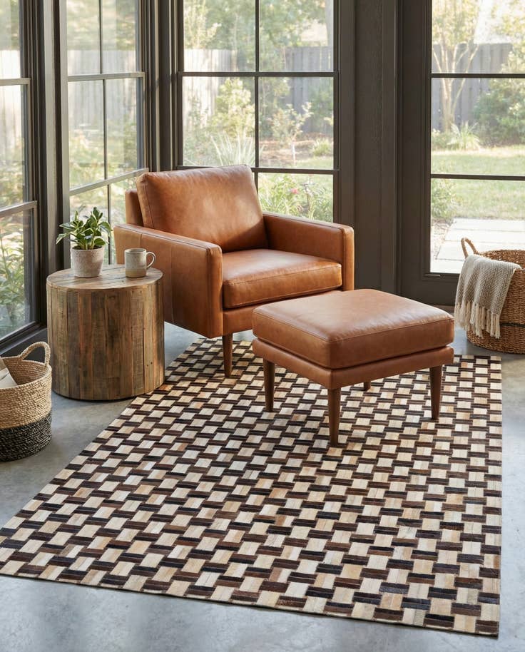 Detail image of 4' 11 x 7' 10 Cowhide - Patchwork Rug
