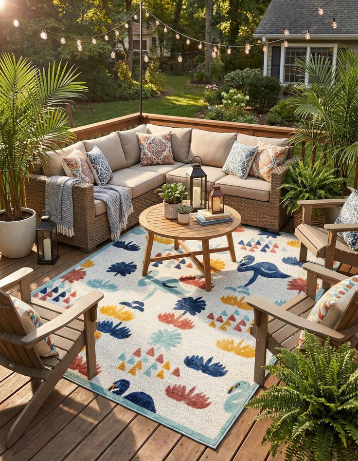 Detail image of  7' 10 x 10'  Washable Belize Indoor / Outdoor Rug
