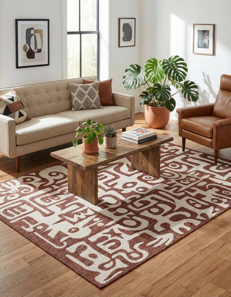 Detail image of 5' 3 x 8'  Washable Modern Indoor / Outdoor Rug