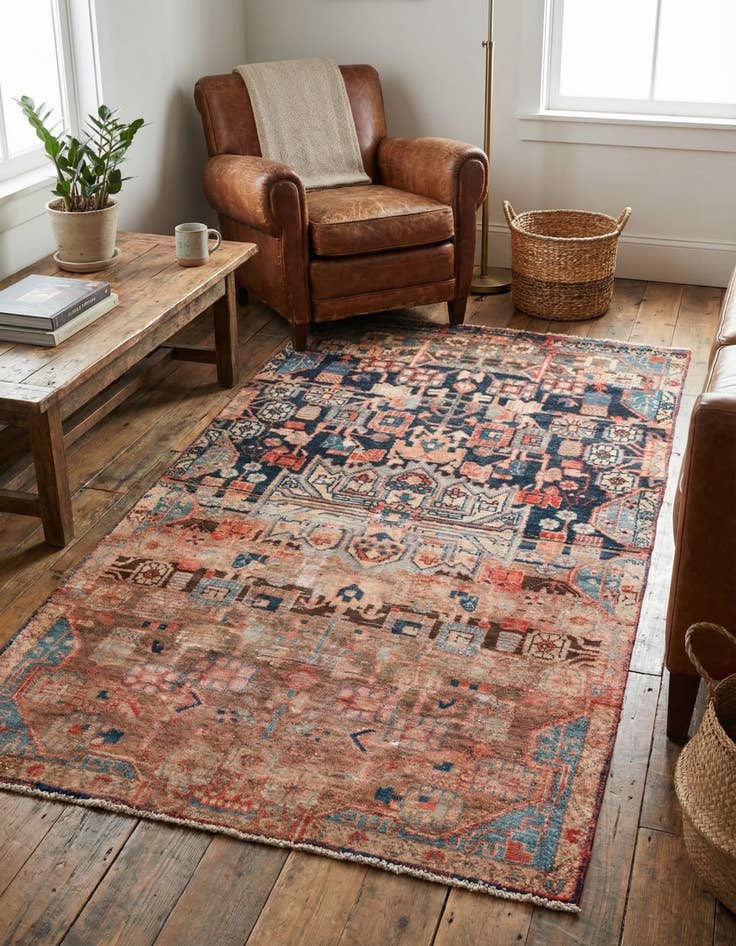 Detail image of 3' 7 x 6' 7  Hand Knotted Ultra Vintage Persian Wool Rug