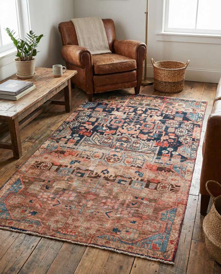 3' 7 x 6' 7 Hand Knotted Ultra Vintage Persian Wool Rug