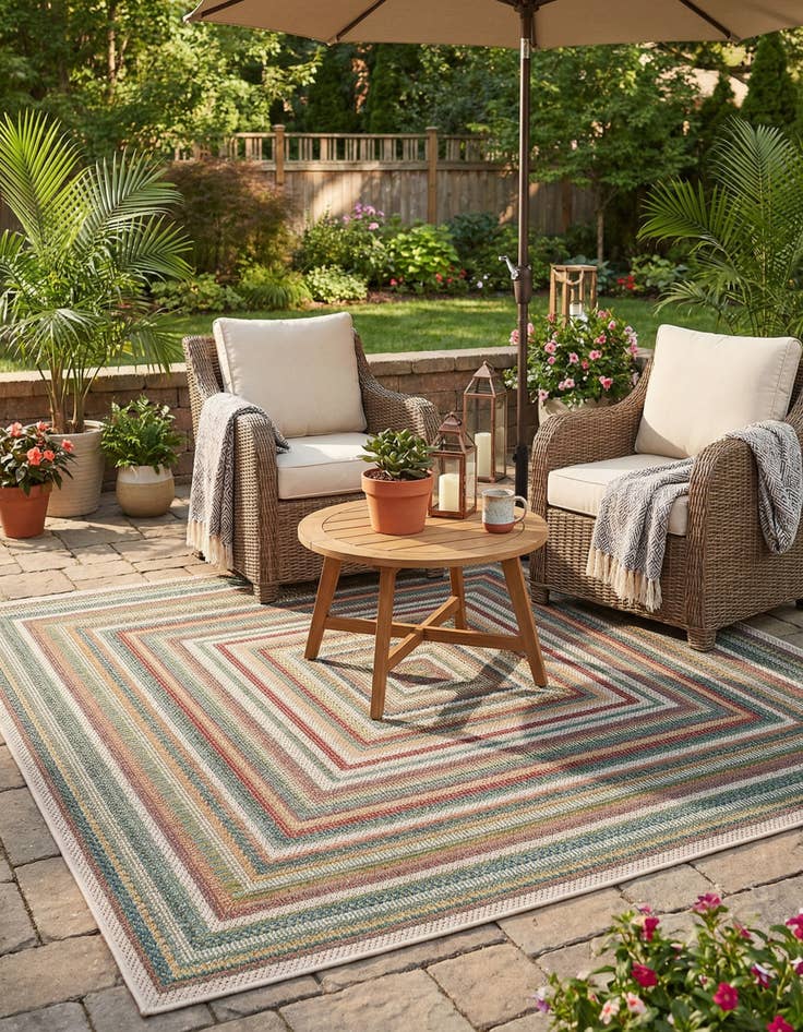 Detail image of 5' 3 x 5' 3  Washable Baja Indoor / Outdoor Square Rug