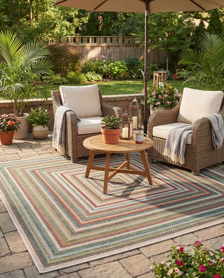 5' 3 x 5' 3 Easy-Clean Baja Indoor / Outdoor Square Rug