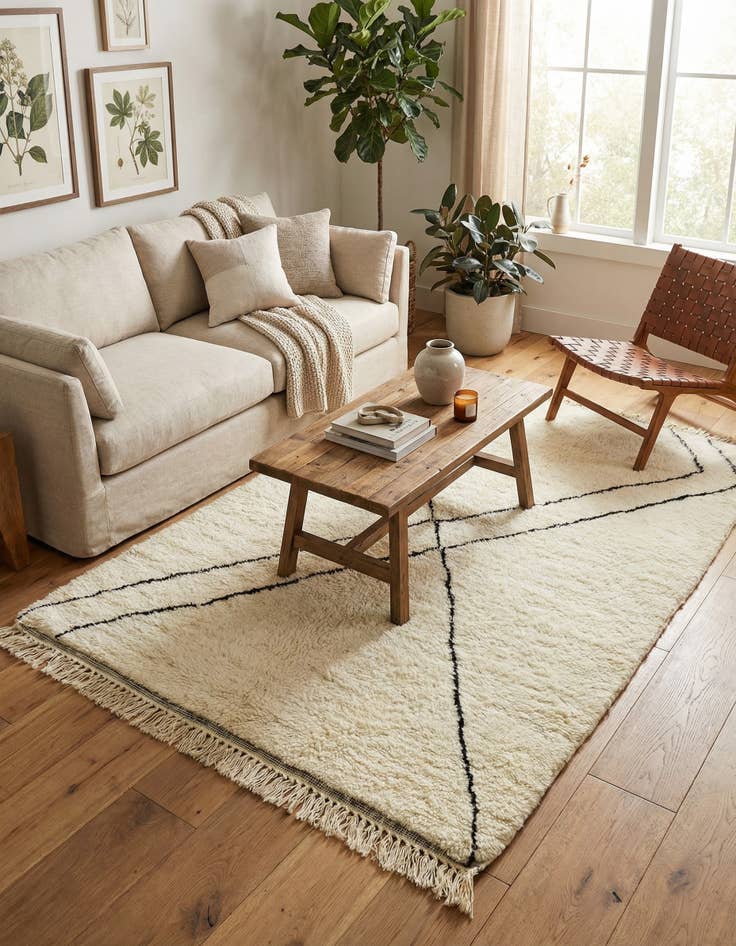 Detail image of 5' 3 x 7' 9  Hand Knotted Moroccan Wool Rug