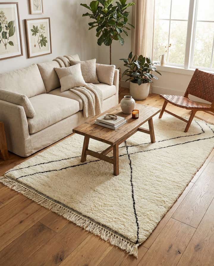 5' 3 x 7' 9 Hand Knotted Moroccan Wool Rug
