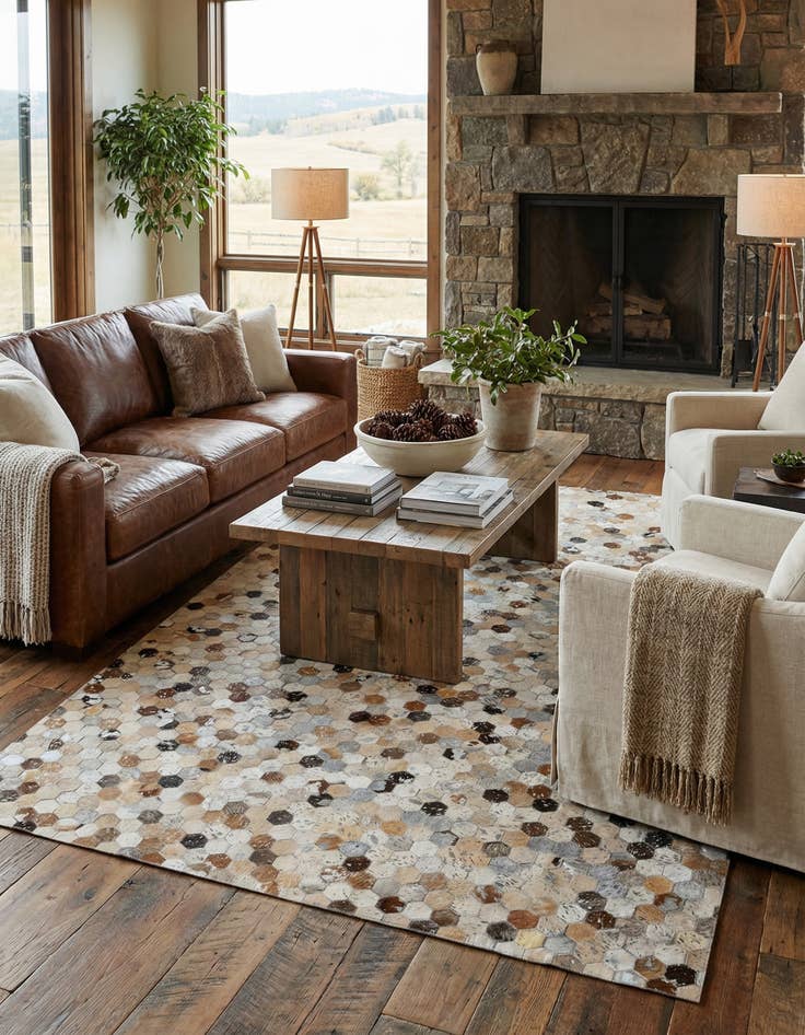 Detail image of 5' 2 x 7' 5 Cowhide Stocks Rug