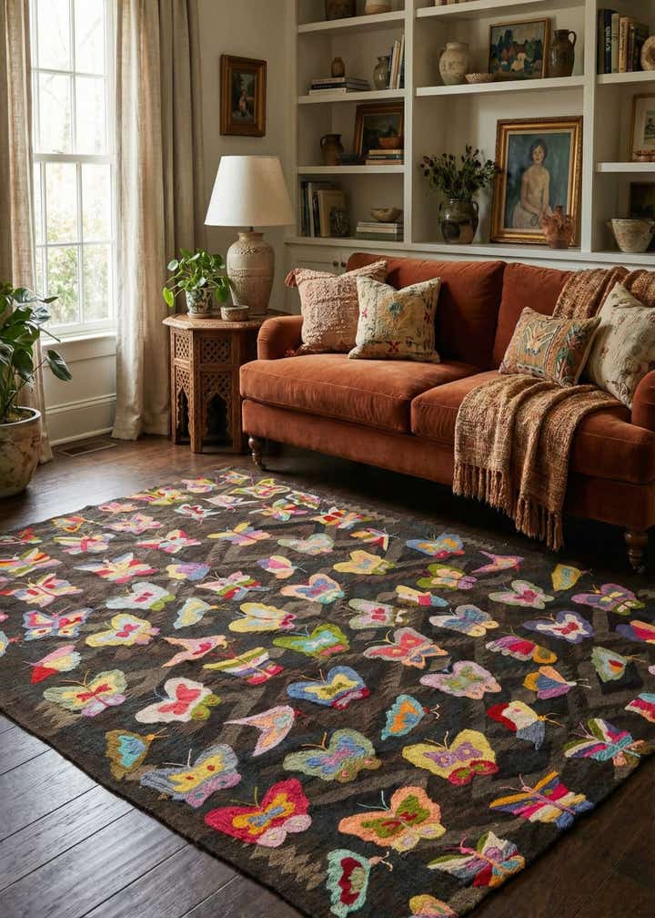 5' 8 x 7' 7 Hand Woven Kilim Suzani Wool Rug