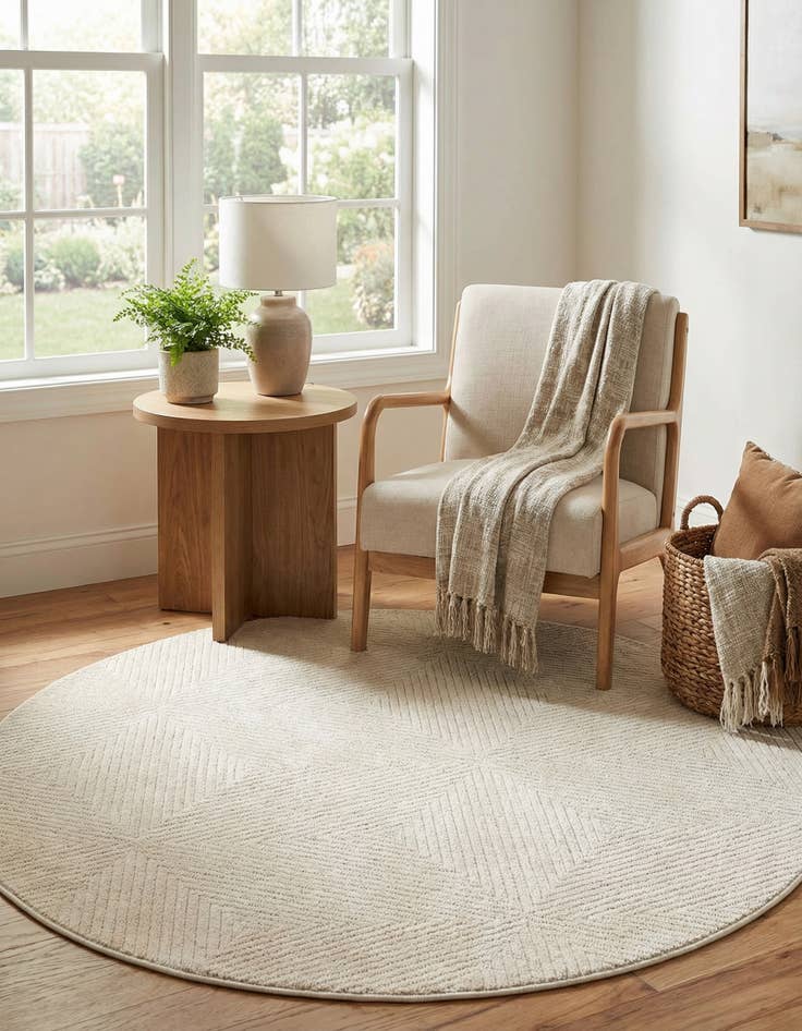 Detail image of 5' x 5'  Washable Sabrina Soto Indoor / Outdoor Round Rug